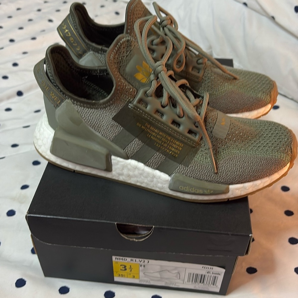 Olive green adidas sneakers